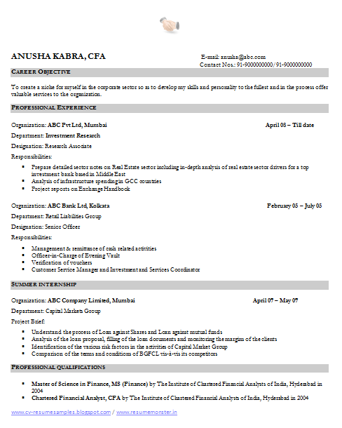 Business research analyst resume sample